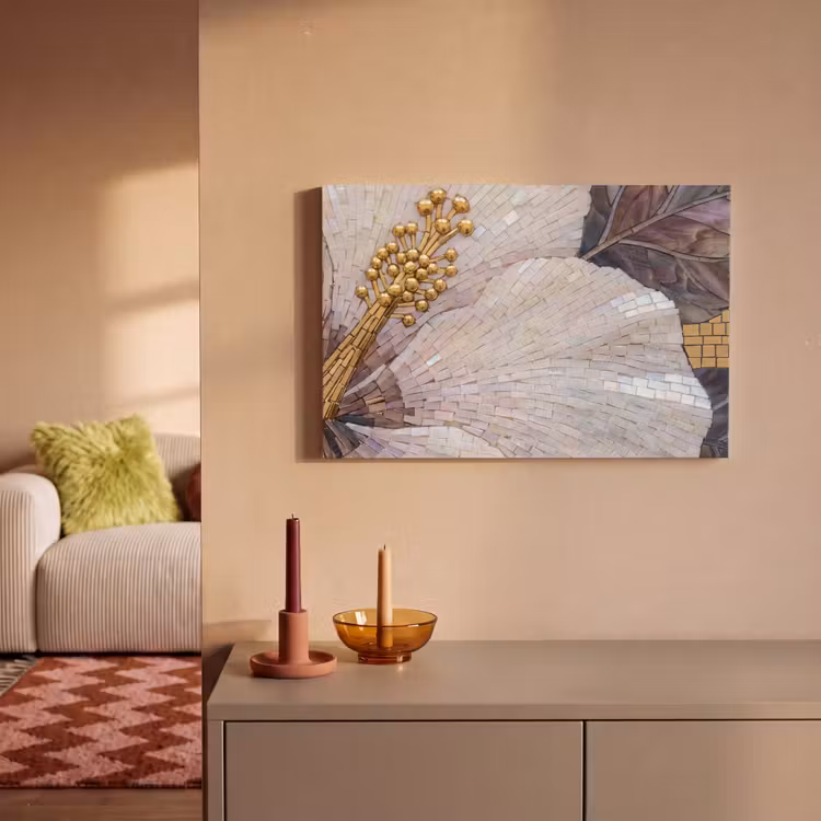 Canvas schilderij - Bloemen - Mozaïek - Kunst - Modern - Goud — 1