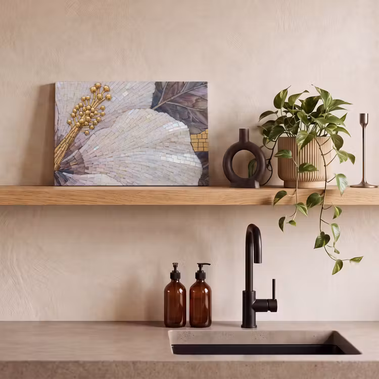 Canvas schilderij - Bloemen - Mozaïek - Kunst - Modern - Goud — 2