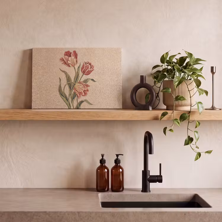 Canvas schilderij - Bloemen - Mozaïek - Rood - Groen - Kunst — 2