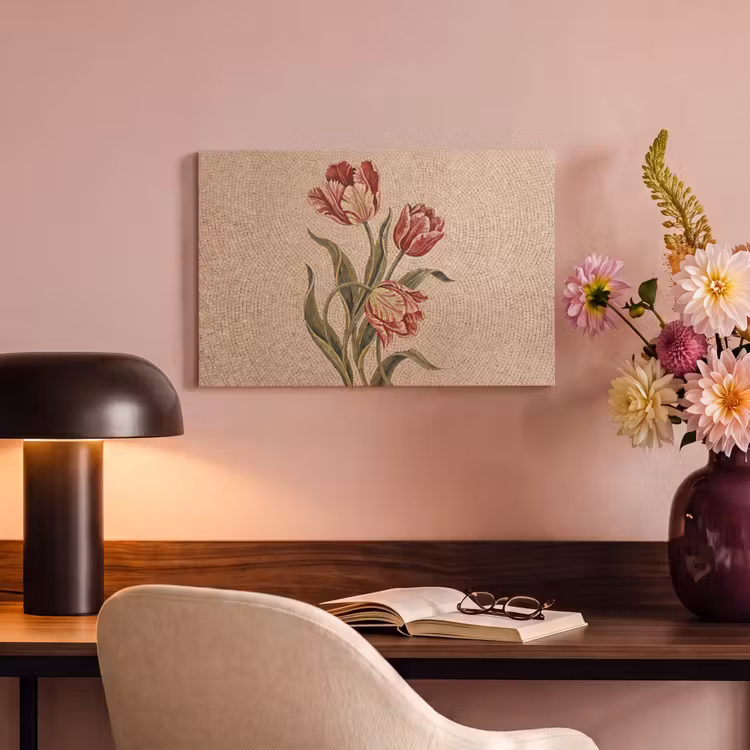 Canvas schilderij - Bloemen - Mozaïek - Rood - Groen - Kunst — 3