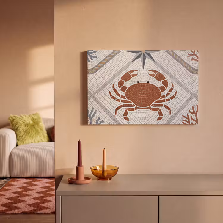 Canvas schilderij - Dier - Mozaïek - Zee - Klassiek - Bruin — 1