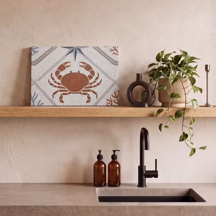 Canvas schilderij - Dier - Mozaïek - Zee - Klassiek - Bruin — 2