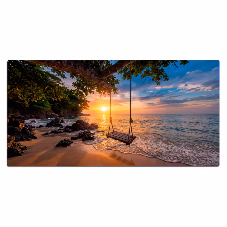 Bureau onderlegger - Schommel - Strand - Zonsondergang - Natuur - Oranje — 2