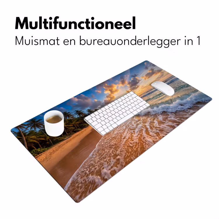 Bureau onderlegger - Strand - Zonsondergang - Golven - Natuur - Goud — 7