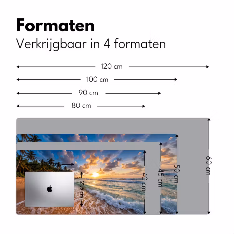 Bureau onderlegger - Strand - Zonsondergang - Golven - Natuur - Goud — 8
