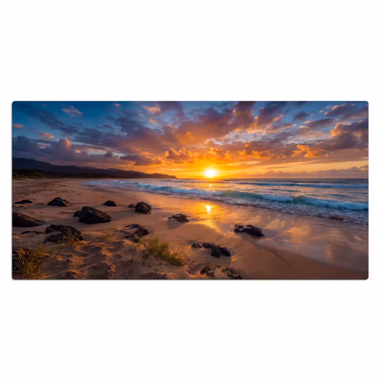Bureau onderlegger - Strand - Zonsondergang - Golven - Natuur - Oranje — 2