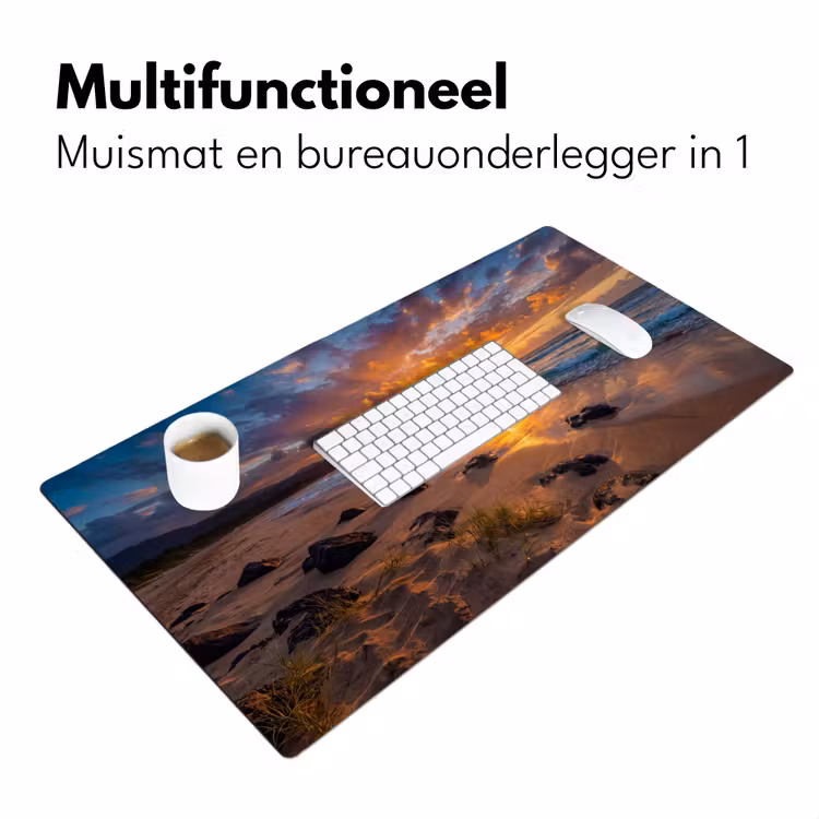 Bureau onderlegger - Strand - Zonsondergang - Golven - Natuur - Oranje — 7