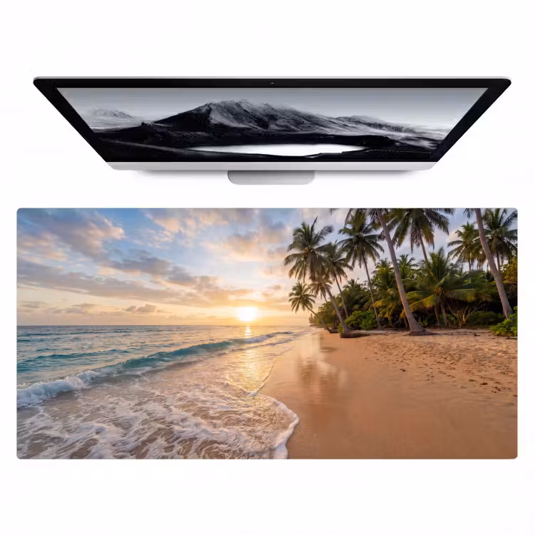 Bureau onderlegger - Strand - Zonsondergang - Tropisch - Natuur - Goud — 1