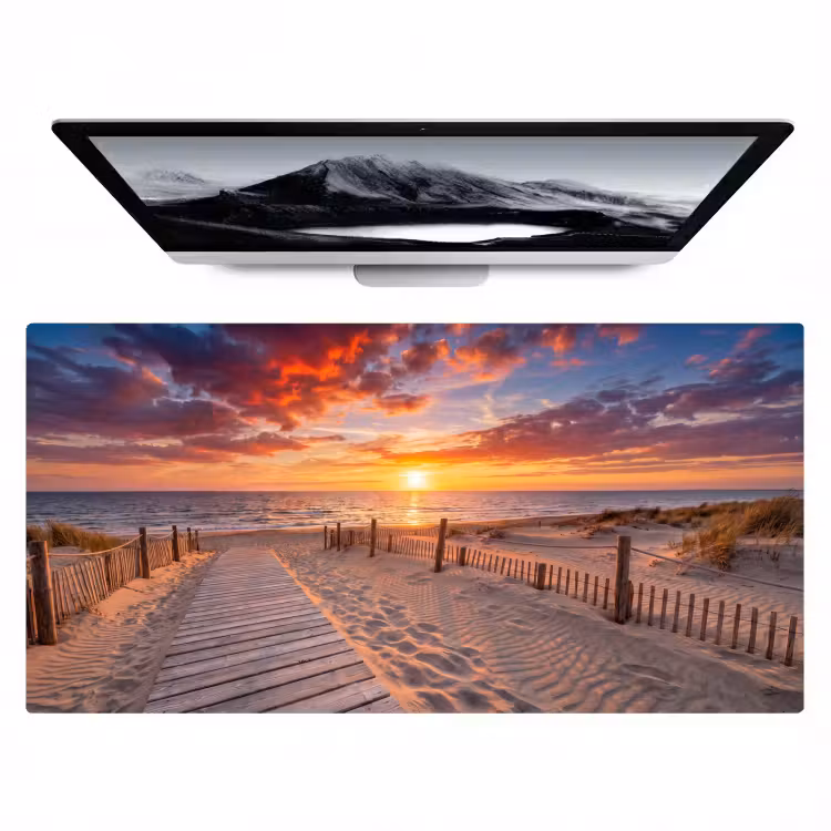 Bureau onderlegger - Strand - Zonsondergang - Zee - Natuur - Oranje — 1