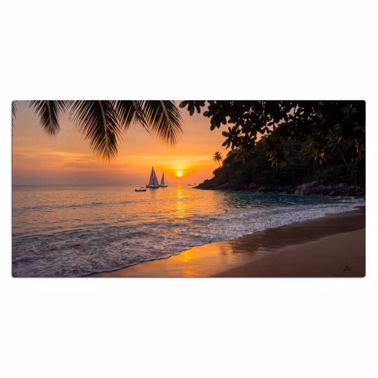 Bureau onderlegger - Zee - Zonsondergang - Boot - Natuur - Oranje — 2