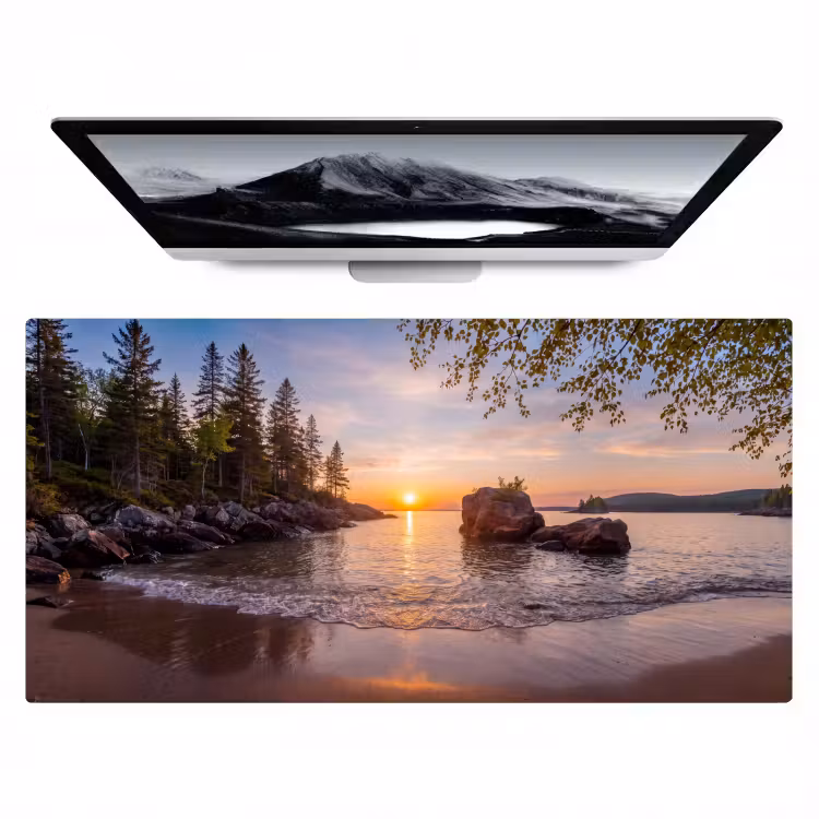 Bureau onderlegger - Zonsondergang - Kust - Water - Natuur - Oranje — 1
