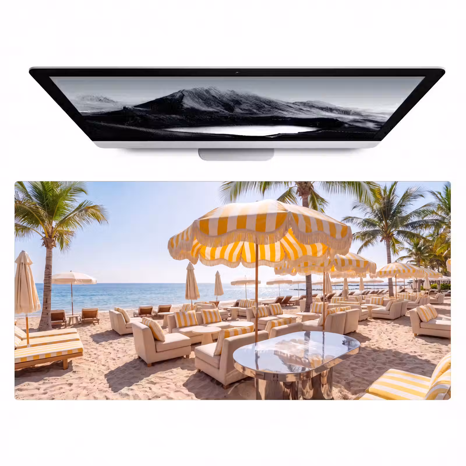 Bureau onderlegger - Strand - Ligbedden - Vakantie - Modern - Geel — 1