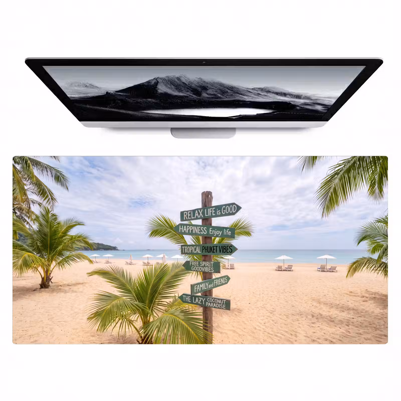 Bureau onderlegger - Strand - Wegwijzer - Palmen - Tropisch - Groen — 1