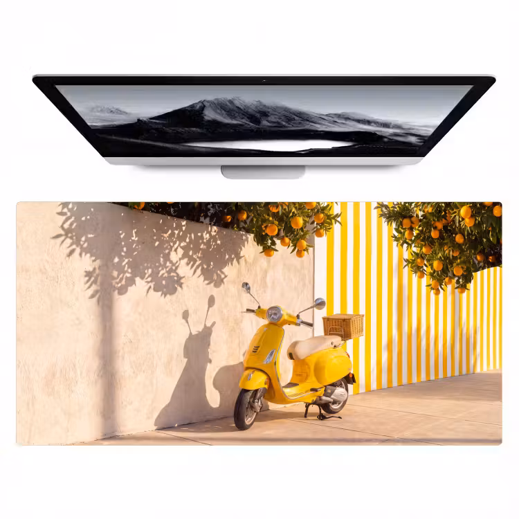 Bureau onderlegger - Scooter - Natuur - Zomer - Geel - Mediterraan — 1