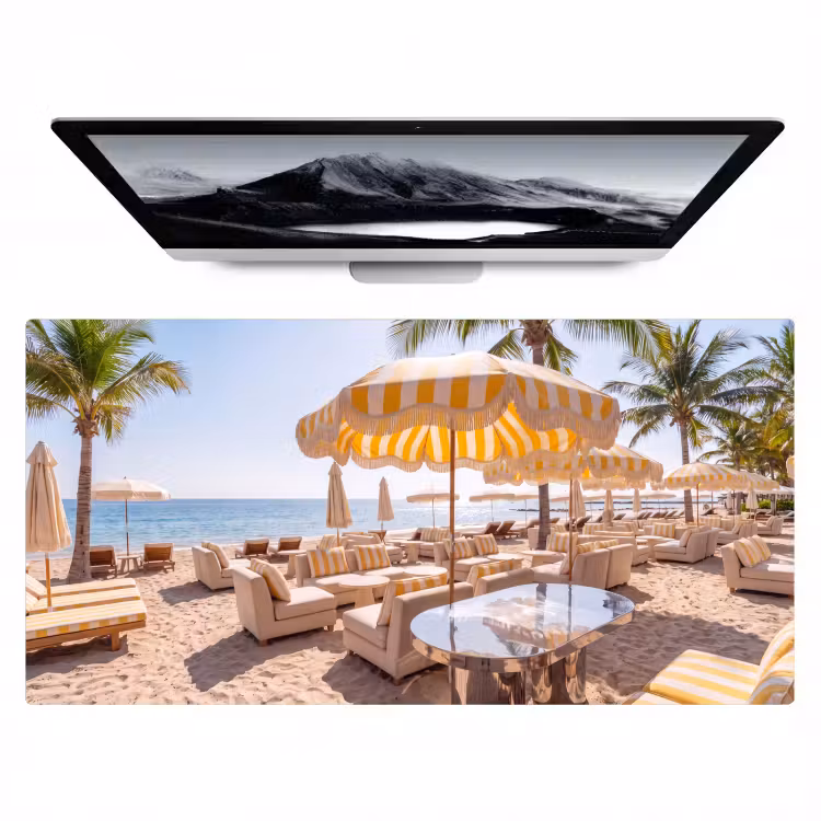 Bureau onderlegger - Strand - Ligbedden - Vakantie - Modern - Geel — 1