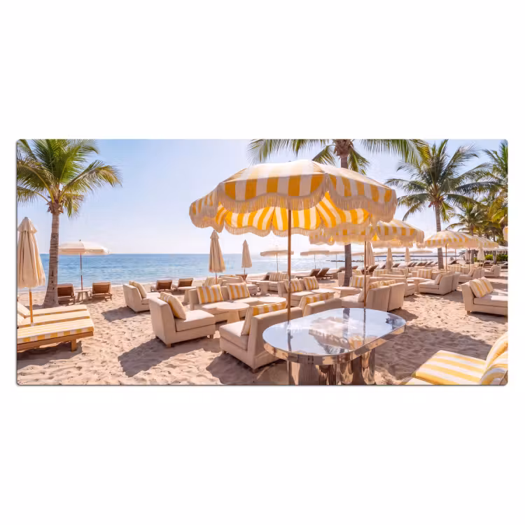 Bureau onderlegger - Strand - Ligbedden - Vakantie - Modern - Geel — 2