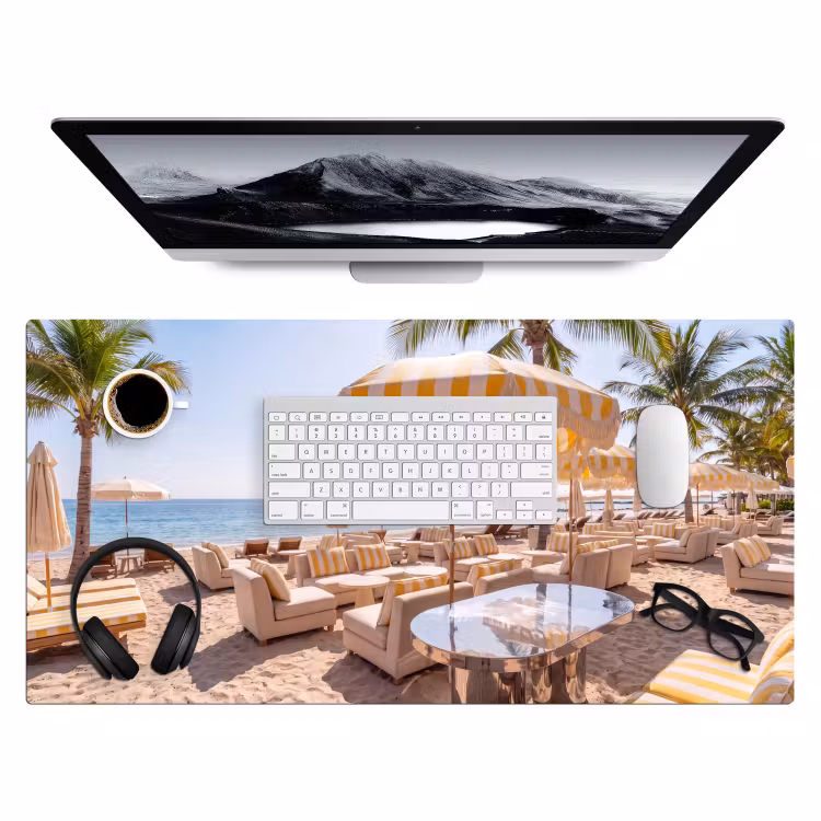 Bureau onderlegger - Strand - Ligbedden - Vakantie - Modern - Geel — 4