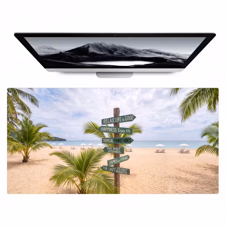 Bureau onderlegger - Strand - Wegwijzer - Palmen - Tropisch - Groen — 1