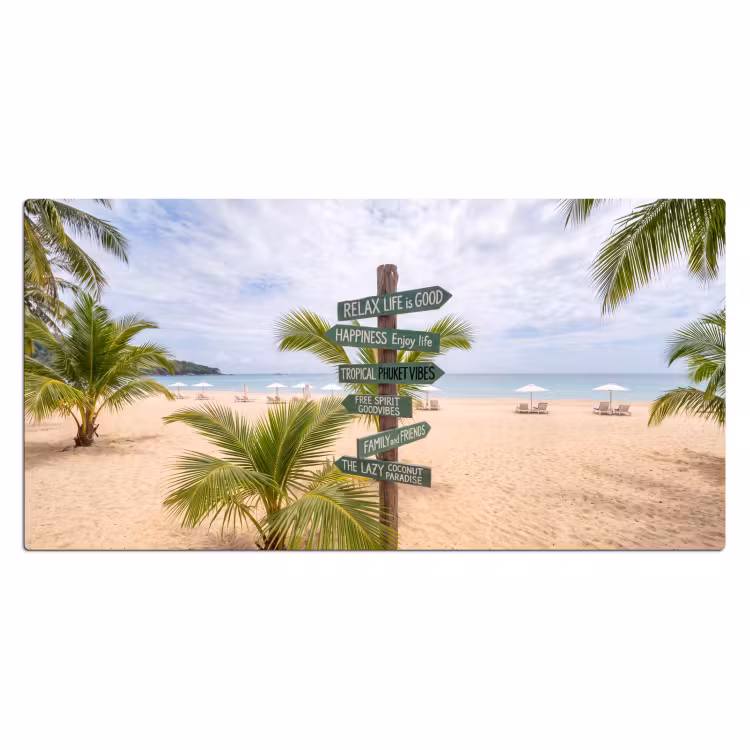 Bureau onderlegger - Strand - Wegwijzer - Palmen - Tropisch - Groen — 2