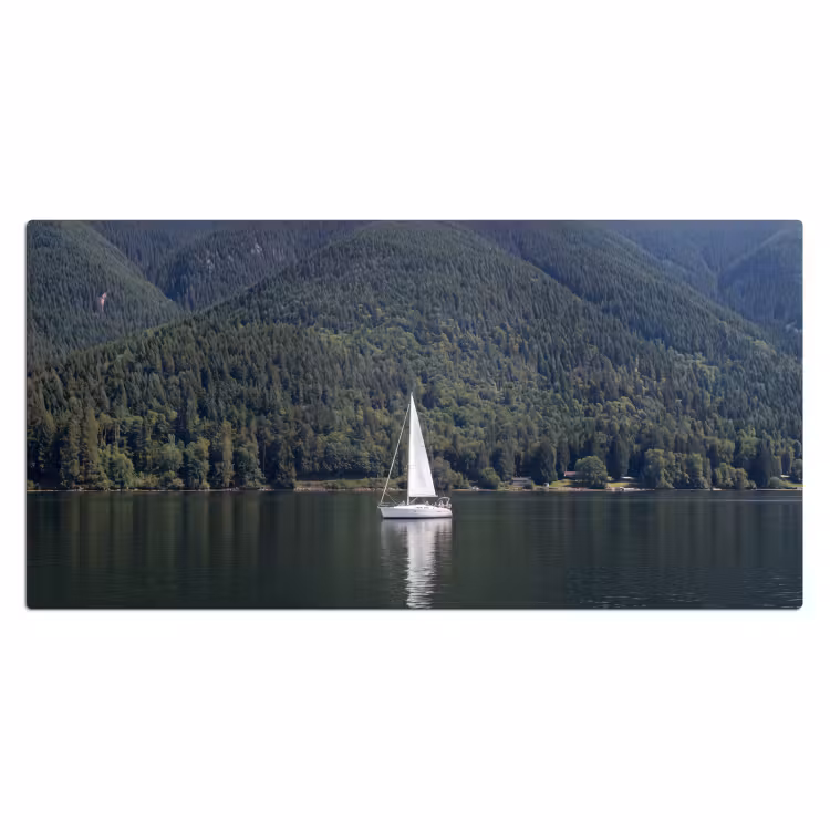 Bureau onderlegger - Zeilboot - Water - Bergen - Natuur - Groen — 2