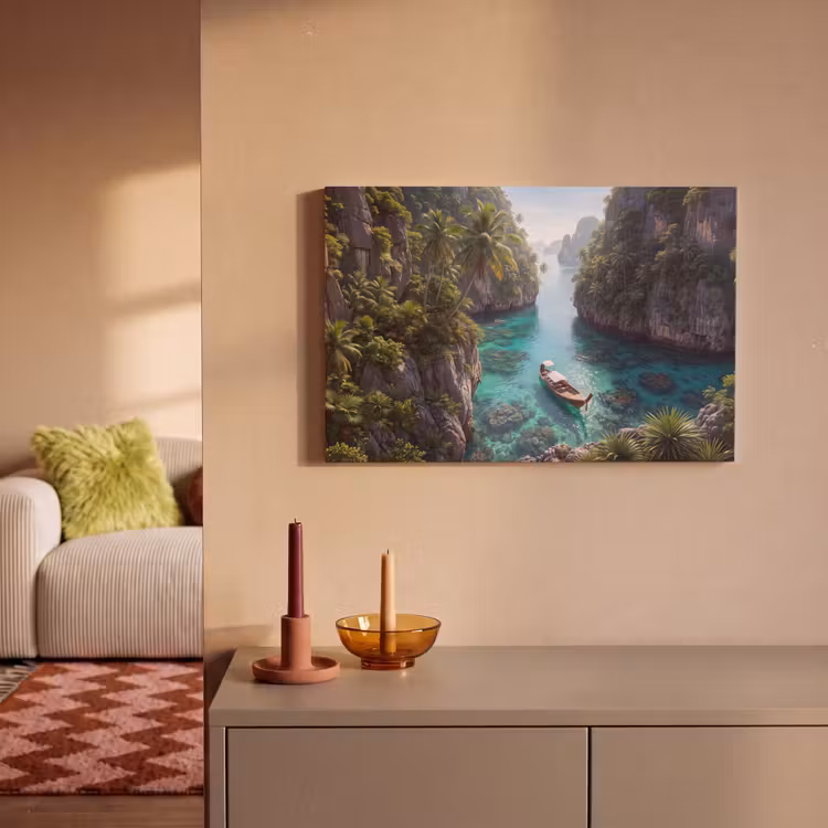 Canvas schilderij - Eiland - Tropisch - Water - Palmbomen - Natuur — 1
