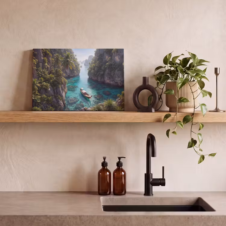 Canvas schilderij - Eiland - Tropisch - Water - Palmbomen - Natuur — 2