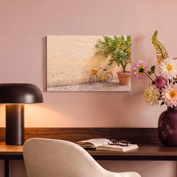 Canvas schilderij - Fiets - Mand - Eten - Geel - Zomer — 3