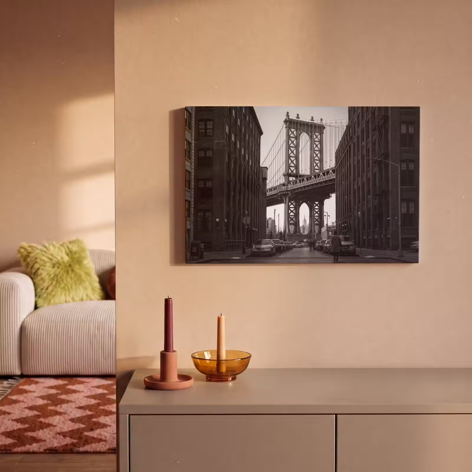 Canvas schilderij - Brug - Stad - Architectuur - Modern - Zwart-wit — 1