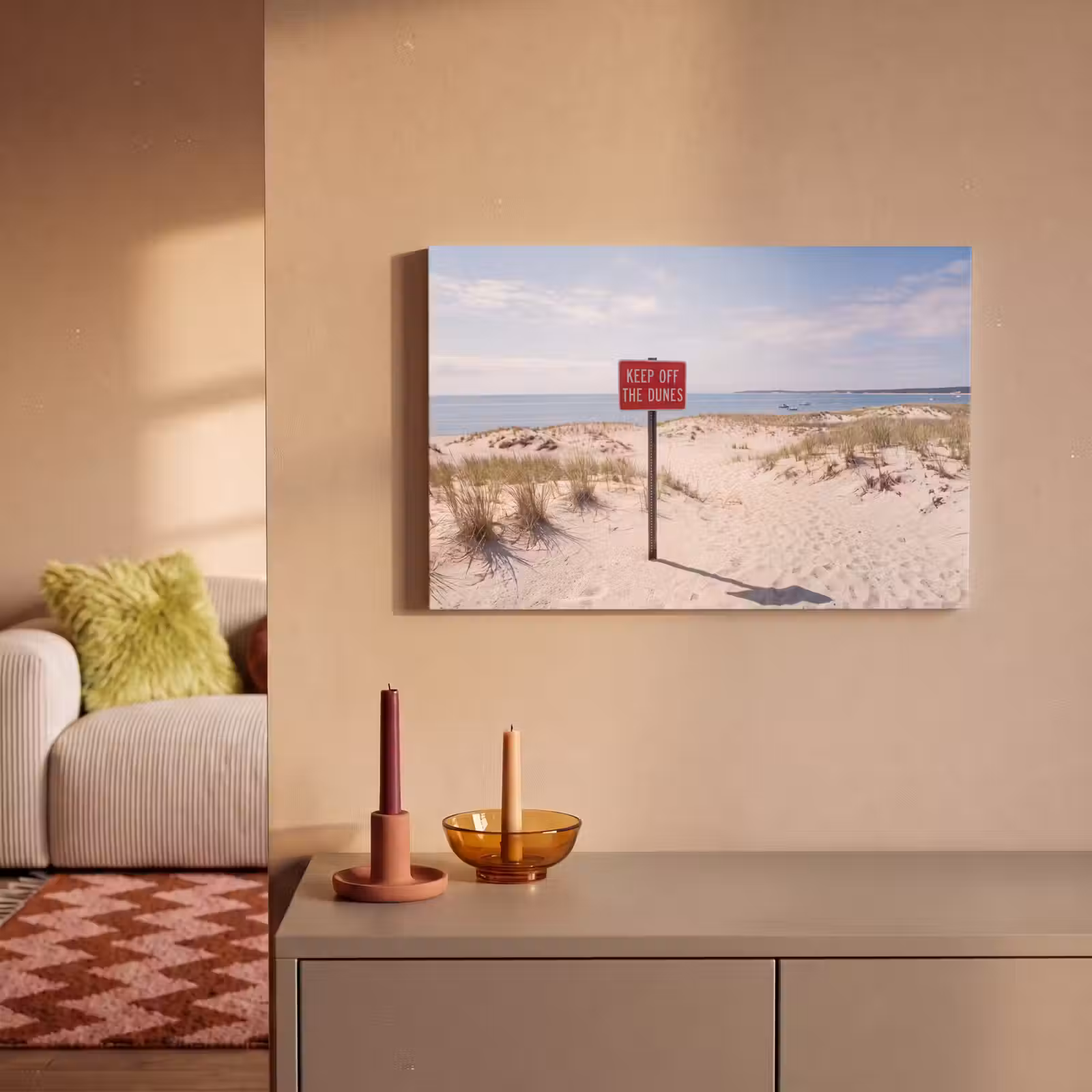 Canvas schilderij - Duin - Bord - Kust - Landschap - Rood — 1