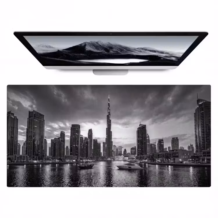 Bureau onderlegger - Stad - Skyline - Architectuur - Avond - Zwart-wit — 1