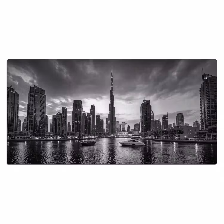 Bureau onderlegger - Stad - Skyline - Architectuur - Avond - Zwart-wit — 2