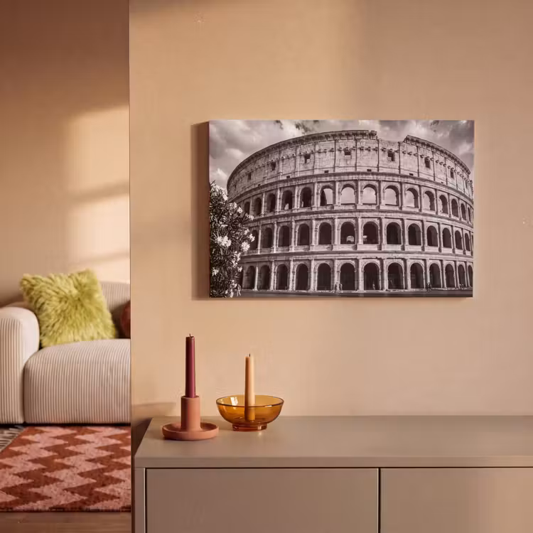 Canvas schilderij - Architectuur - Colosseum - Rome - Historisch - Zwart-wit — 1