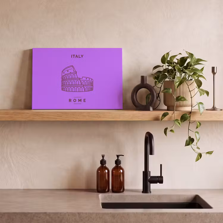 Canvas schilderij - Architectuur - Colosseum - Rome - Minimalistisch - Paars — 2