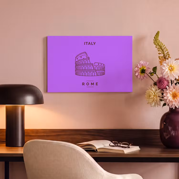 Canvas schilderij - Architectuur - Colosseum - Rome - Minimalistisch - Paars — 3