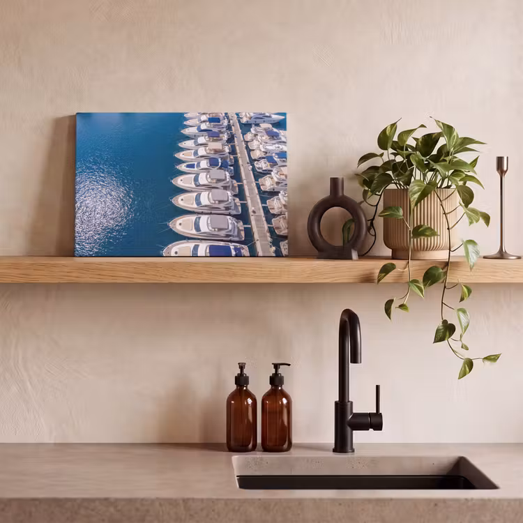 Canvas schilderij - Boot - Jachthaven - Water - Zomer - Blauw — 2