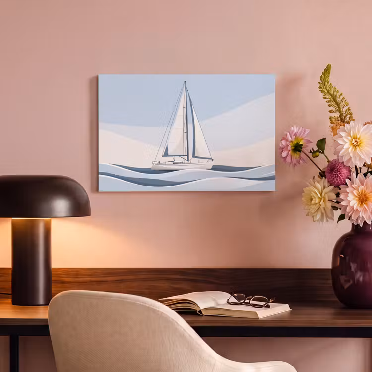 Canvas schilderij - Boot - Zeil - Zee - Modern - Beige — 3