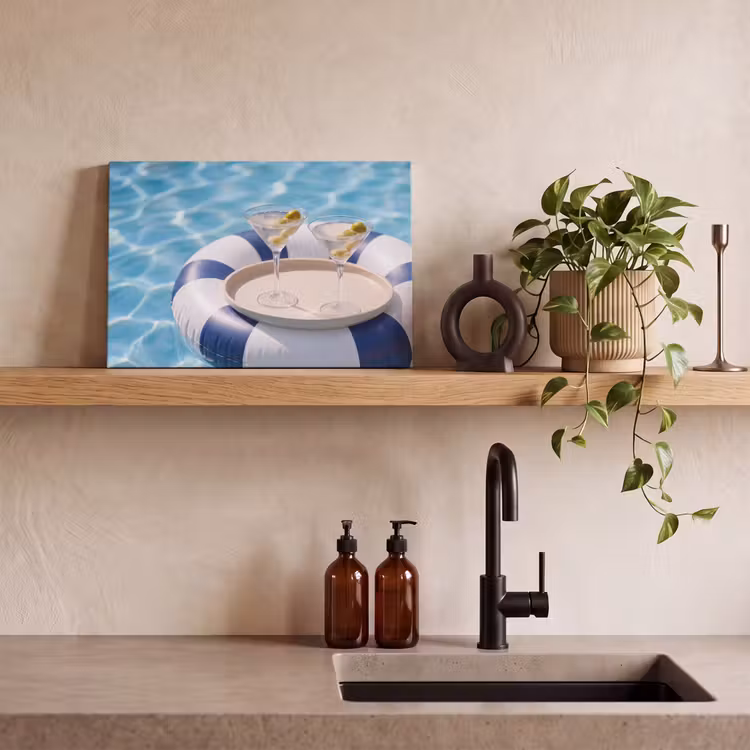 Canvas schilderij - Cocktail - Zwembad - Zomer - Blauw — 2