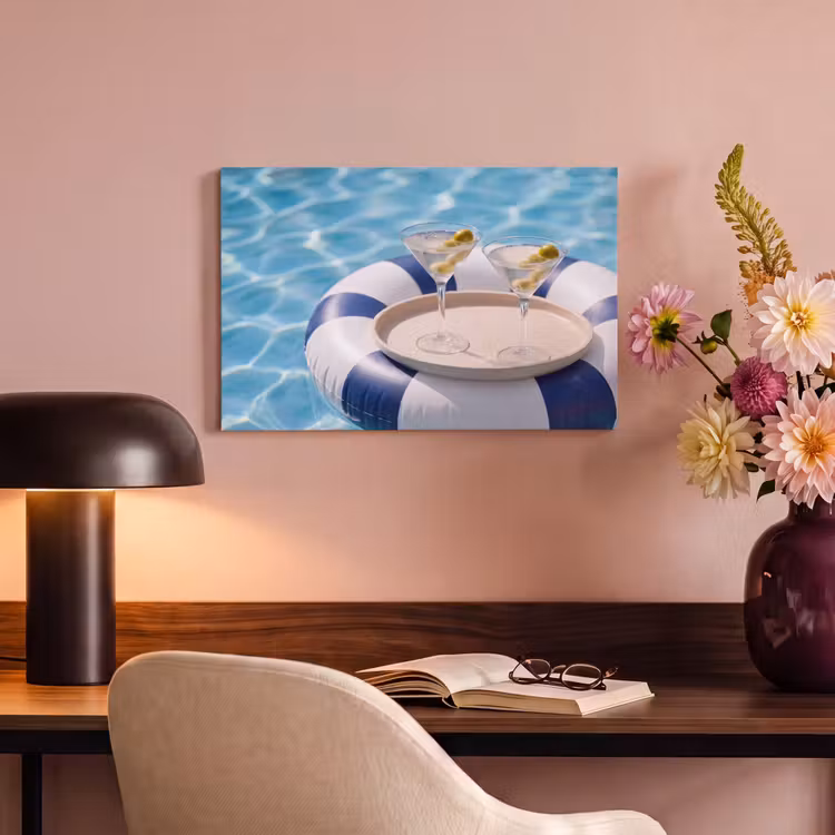 Canvas schilderij - Cocktail - Zwembad - Zomer - Blauw — 3