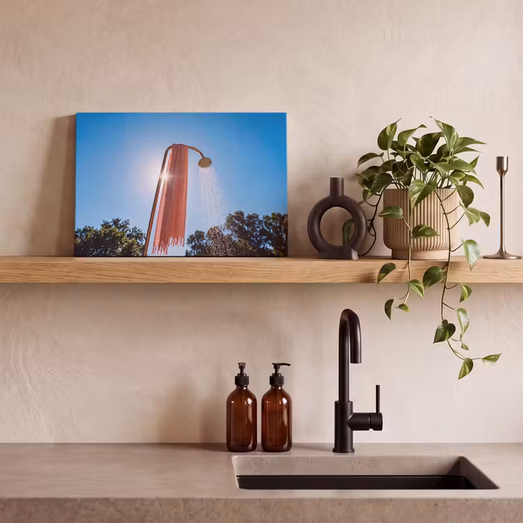 Canvas schilderij - Douche - Water - Zomer - Blauw — 2
