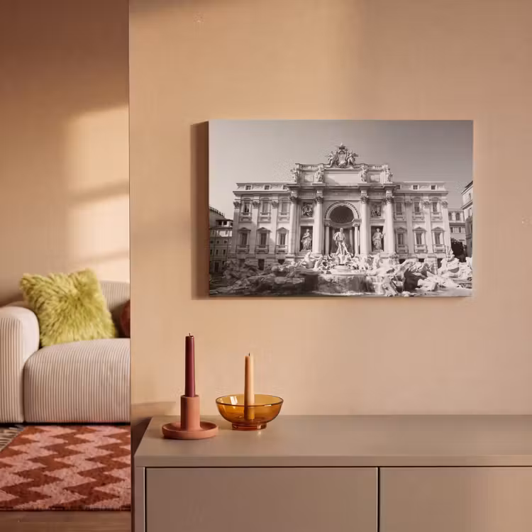 Canvas schilderij - Fontein - Beelden - Architectuur - Zwart-wit — 1