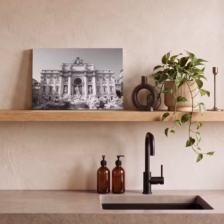Canvas schilderij - Fontein - Beelden - Architectuur - Zwart-wit — 2