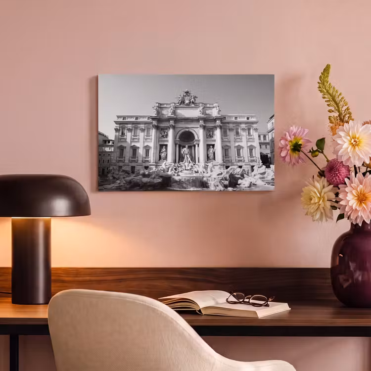 Canvas schilderij - Fontein - Beelden - Architectuur - Zwart-wit — 3