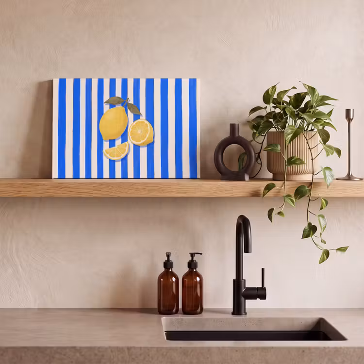 Canvas schilderij - Fruit - Citroen - Zomer - Geel - Blauw — 2