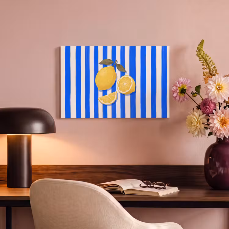 Canvas schilderij - Fruit - Citroen - Zomer - Geel - Blauw — 3