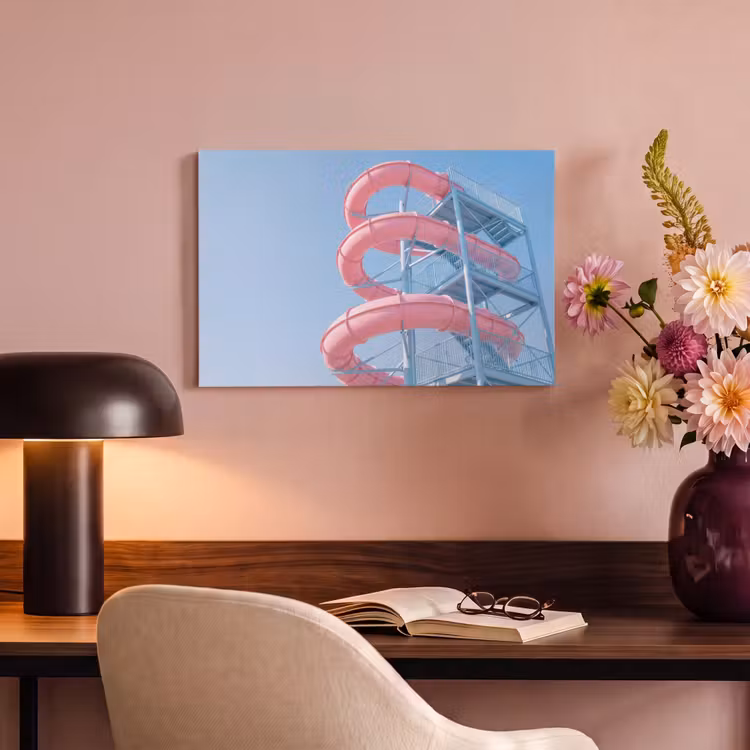 Canvas schilderij - Glijbaan - Waterpark - Spiraal - Modern - Roze — 3