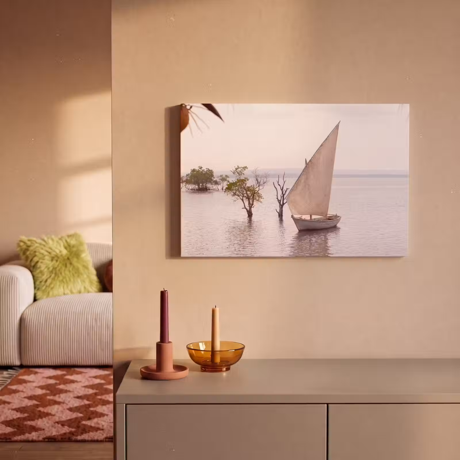 Canvas schilderij - Boot - Zeil - Water - Tropisch - Natuur — 1