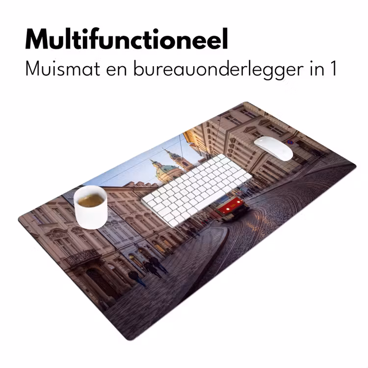 Bureau onderlegger - Tram - Straat - Stadsgezicht - Klassiek - Rood — 7