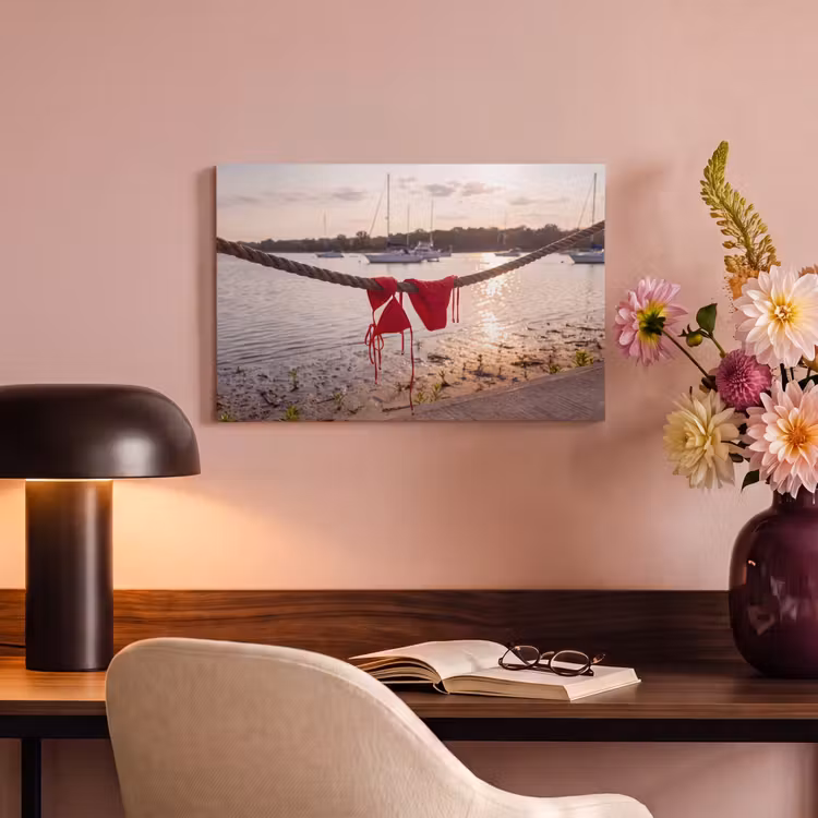 Canvas schilderij - Badkleding - Rood - Zomer - Water - Zonsondergang — 3
