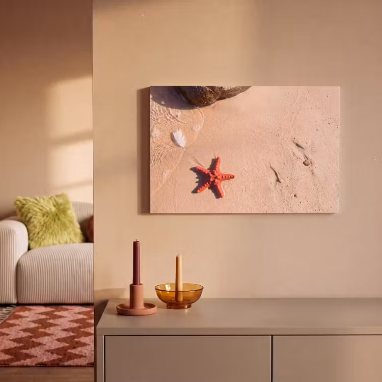 Canvas schilderij - Dieren - Strand - Zee - Natuur - Rood — 1