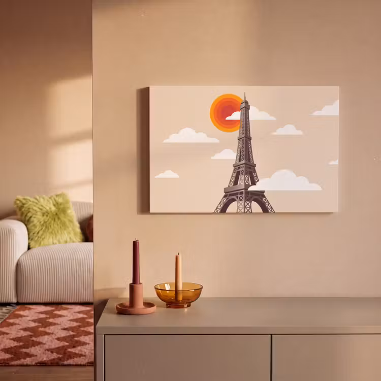 Canvas schilderij - Eiffeltoren - Zon - Architectuur - Abstract - Beige — 1